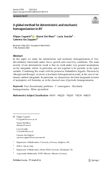 (PDF) A global method for deterministic and stochastic homogenisation in BV