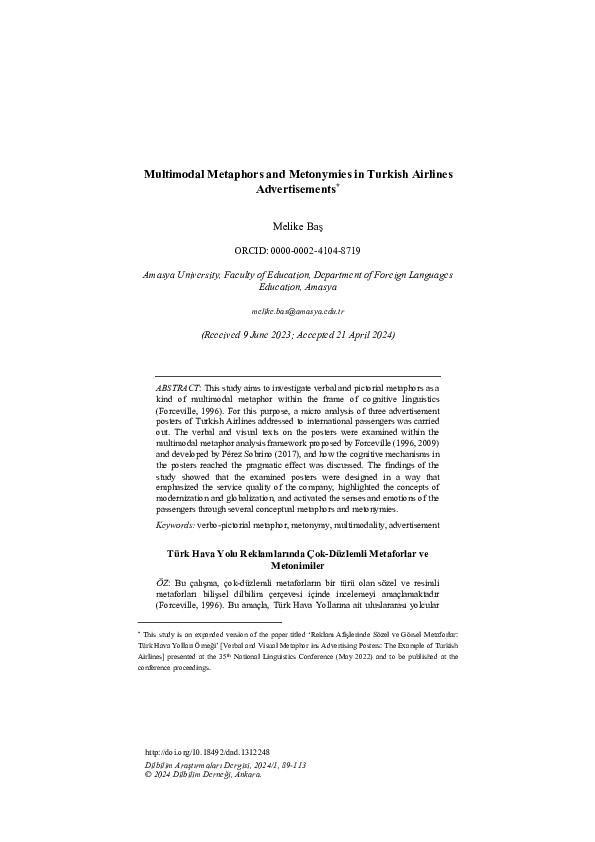 (PDF) Multimodal Metaphors and Metonymies in Turkish Airlines ...