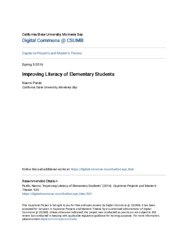 (PDF) Improving Literacy of Elementary Students