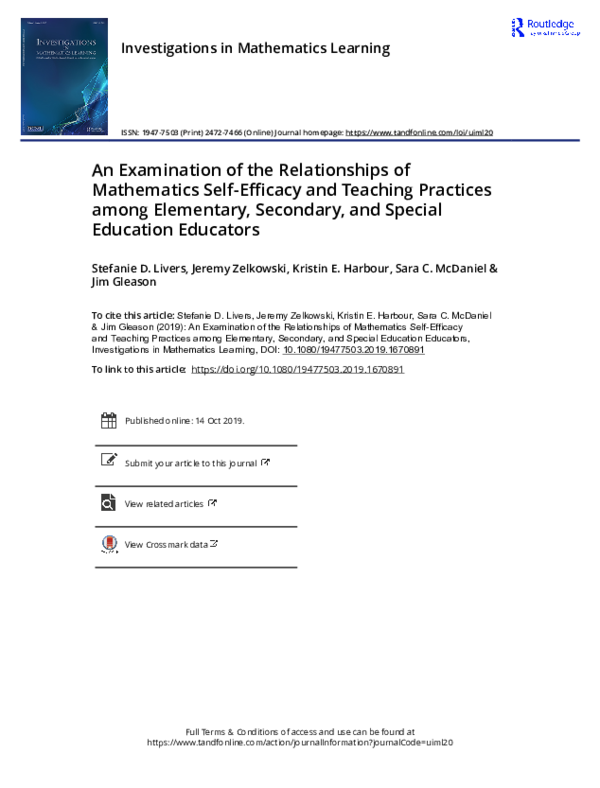 (PDF) An Examination of the Relationships of Mathematics Self-Efficacy ...