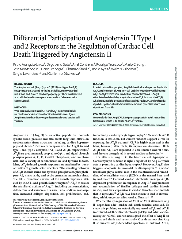 (PDF) Differential participation of angiotensin II type 1 and 2 ...