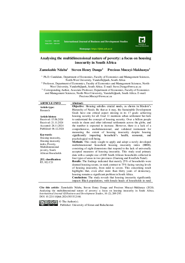 (PDF) Analysing the multidimensional nature of poverty: a focus on ...