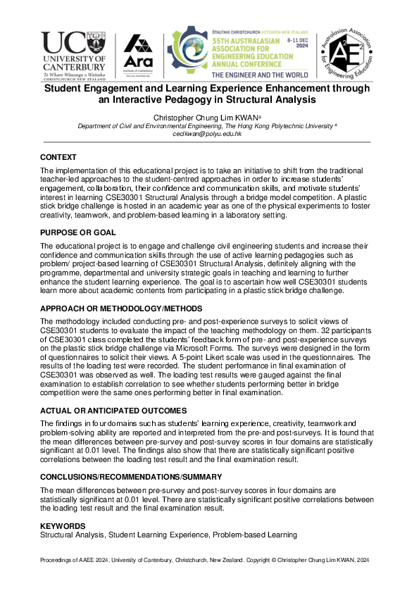 (PDF) Student Engagement and Learning Experience Enhancement through an ...