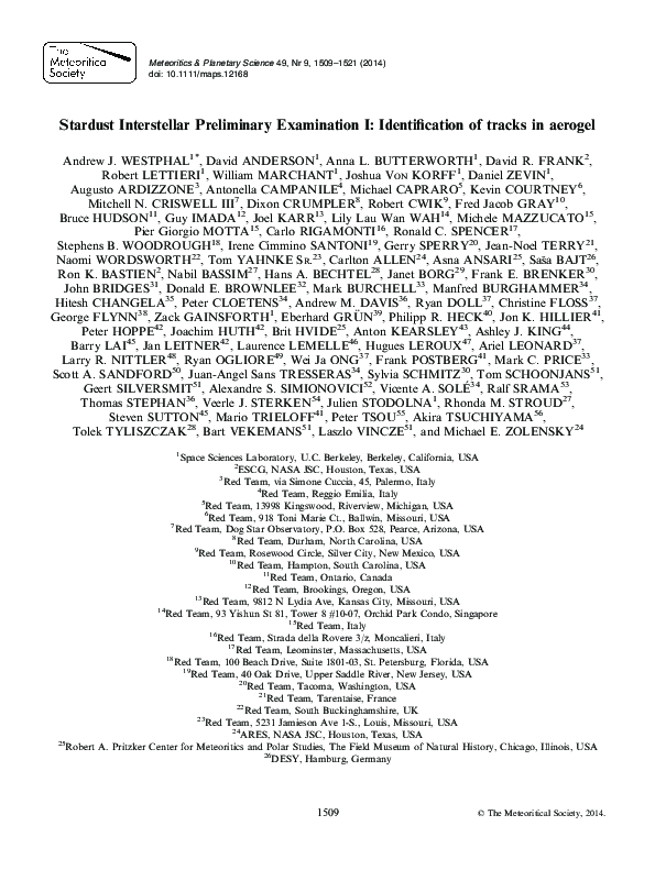 (PDF) Stardust Interstellar Preliminary Examination I: Identification ...