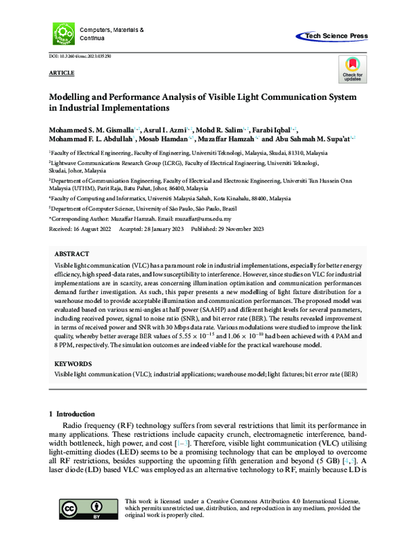 (PDF) Modelling and Performance Analysis of Visible Light Communication ...