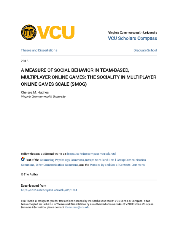 (PDF) A measure of social behavior in team-based, multiplayer online ...