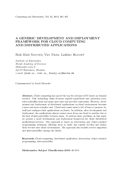 (PDF) A generic development and deployment framework for cloud ...