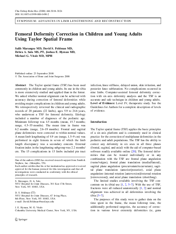 (PDF) Femoral Deformity Correction in Children and Young Adults Using ...