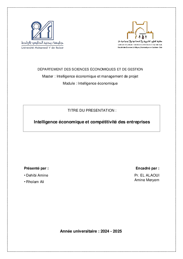 (PDF) Intelligence économique et compétitivité des entreprises