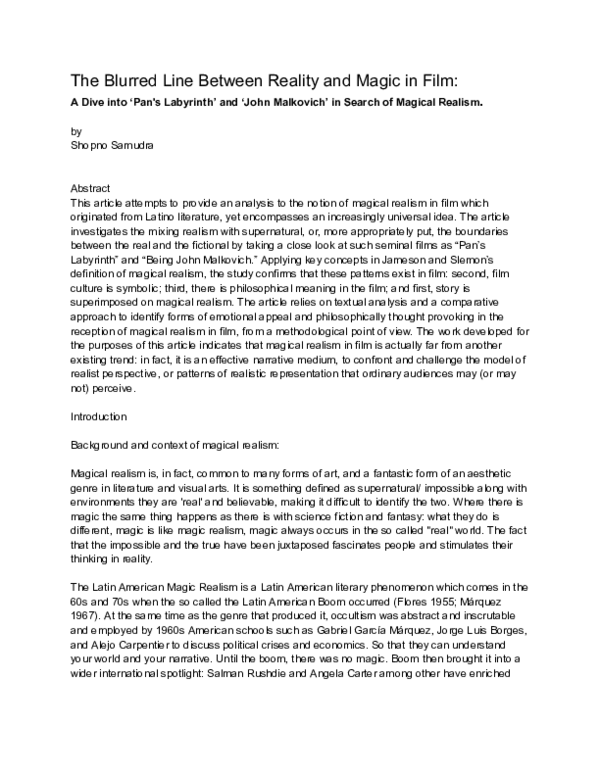 (PDF) The Blurred Line Between Reality and Magic in Film: A Dive into ...
