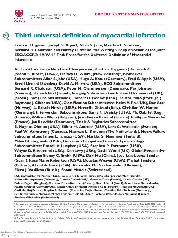 (PDF) Third universal definition of myocardial infarction