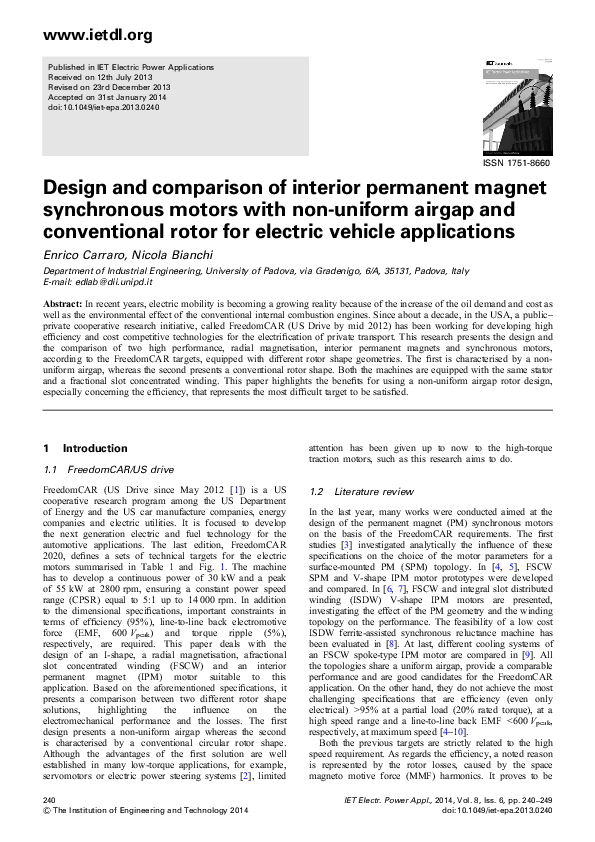 (PDF) Design and Comparison of Interior Permanent Magnet Synchronous ...