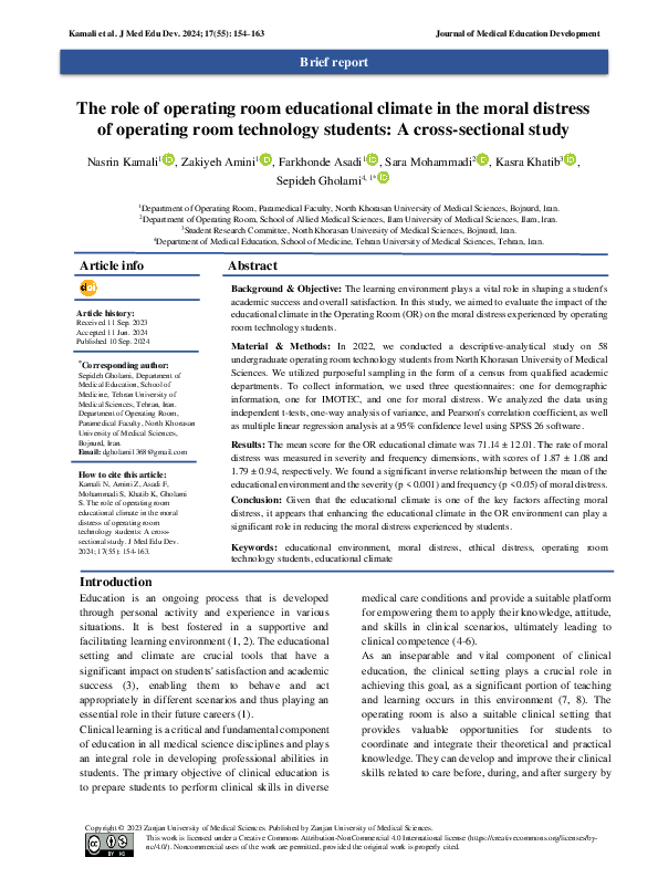 (PDF) The role of operating room educational climate in the moral ...