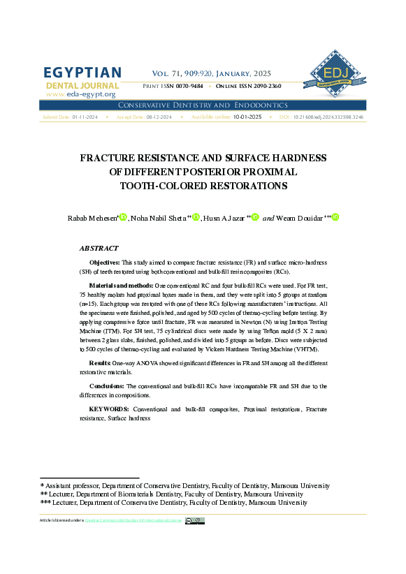 (PDF) FRACTURE RESISTANCE AND SURFACE HARDNESS OF DIFFERENT POSTERIOR ...