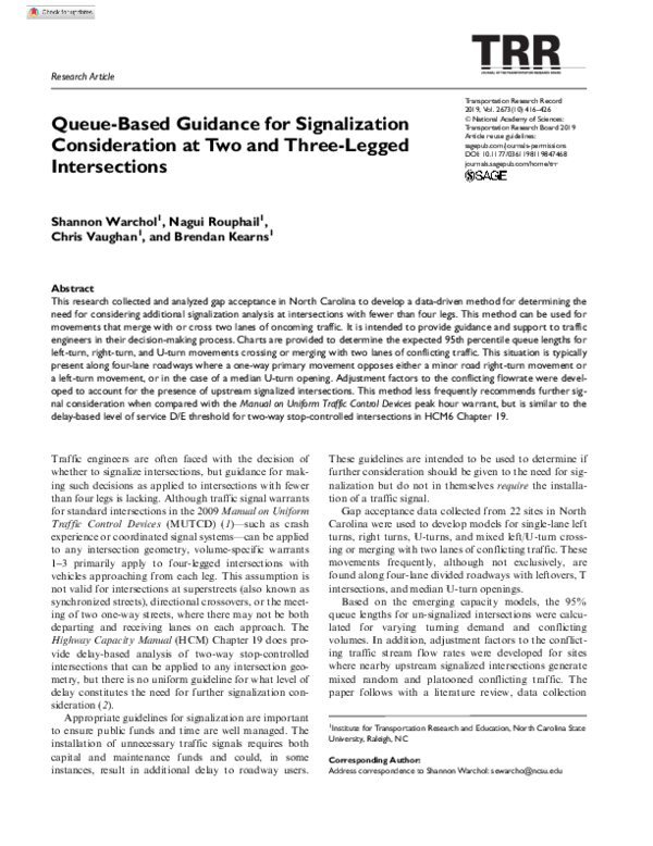 (PDF) Queue-Based Guidance for Signalization Consideration at Two and ...
