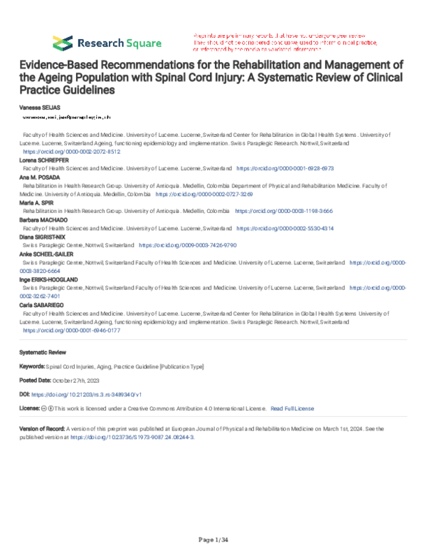 (PDF) Evidence-Based Recommendations for the Rehabilitation and ...