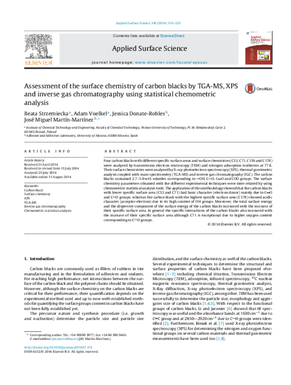 (PDF) Assessment of the surface chemistry of carbon blacks by TGA-MS ...