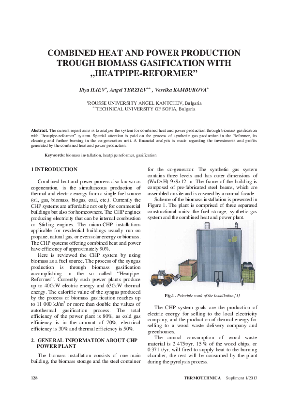 (PDF) Combined heat and power production through biomass gasification ...