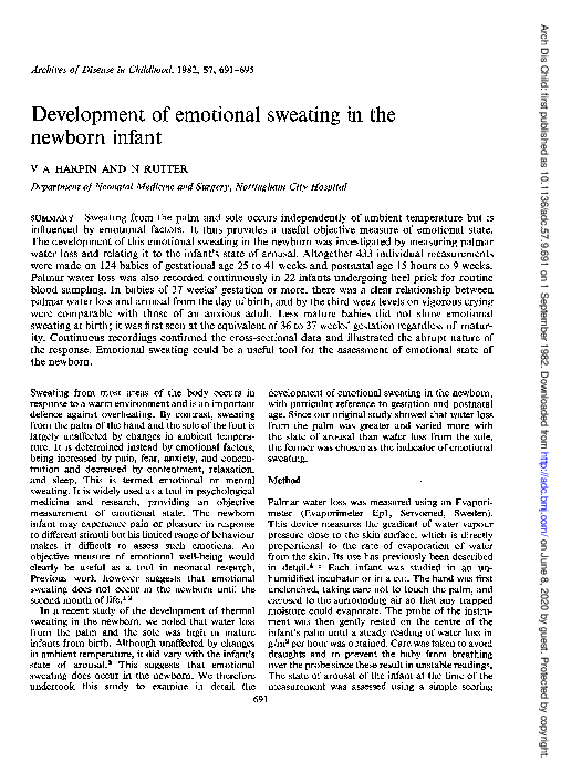 (PDF) Development of emotional sweating in the newborn infant