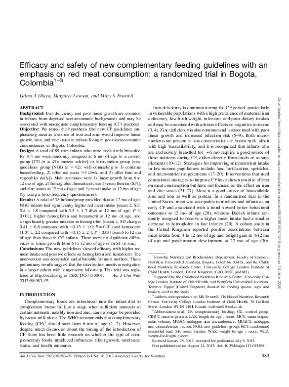 (PDF) Efficacy and safety of new complementary feeding guidelines with ...