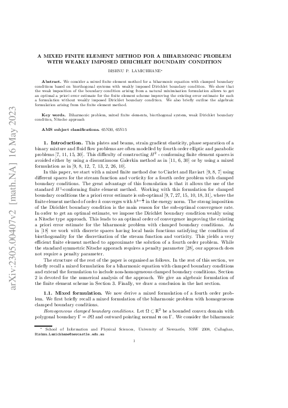 (PDF) An optimal error estimate for a mixed finite element method for a ...