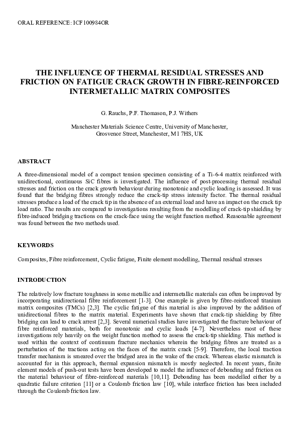 (PDF) The influence of thermal residual stresses and friction on ...