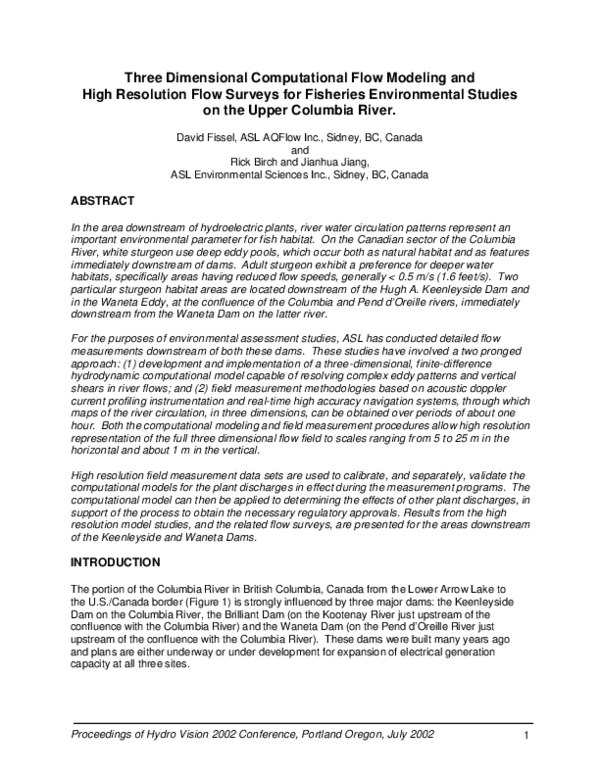(PDF) Three Dimensional Computational Flow Modeling and High Resolution ...