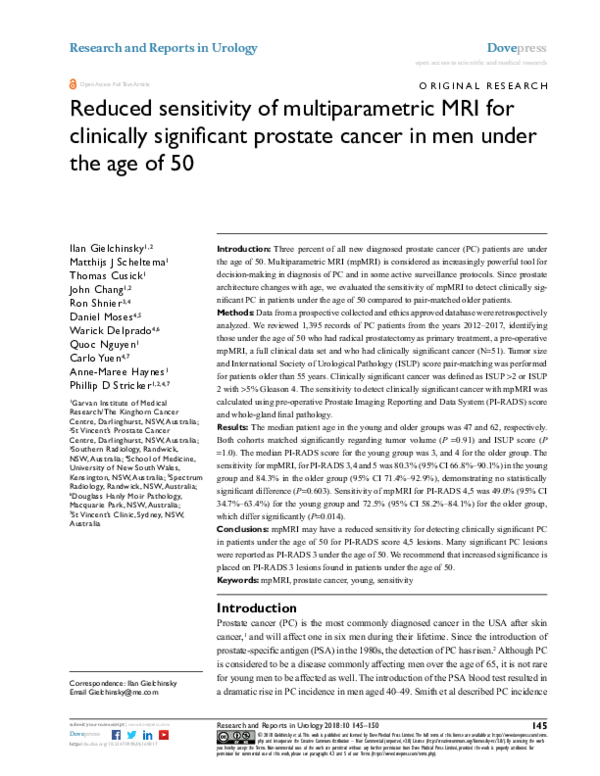 (PDF) Reduced sensitivity of multiparametric MRI for clinically ...