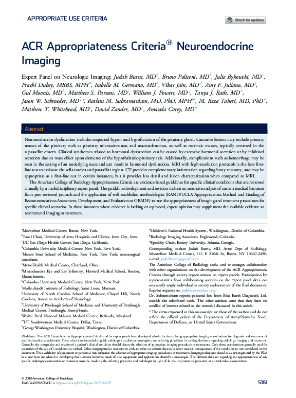 (PDF) ACR Appropriateness Criteria® Neuroendocrine Imaging