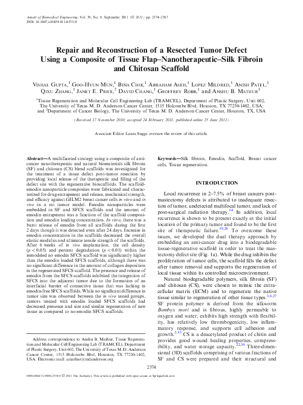 (PDF) Repair and Reconstruction of a Resected Tumor Defect Using a ...
