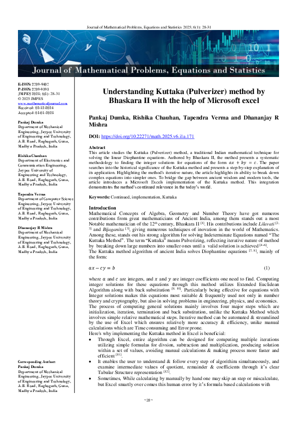 (PDF) Understanding Kuttaka (Pulverizer) method by Bhaskara II with the ...