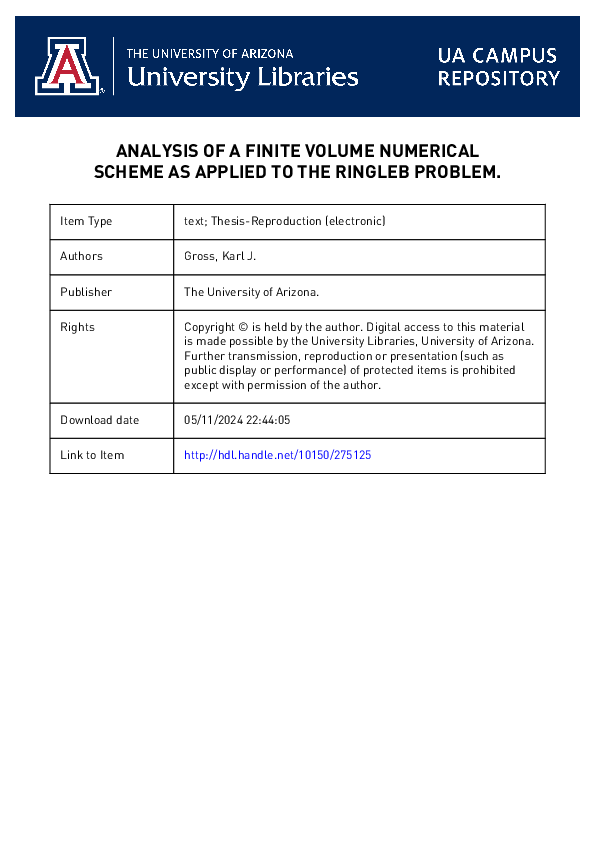 (PDF) Analysis of a Finite Volume Numerical Scheme as Applied to the ...
