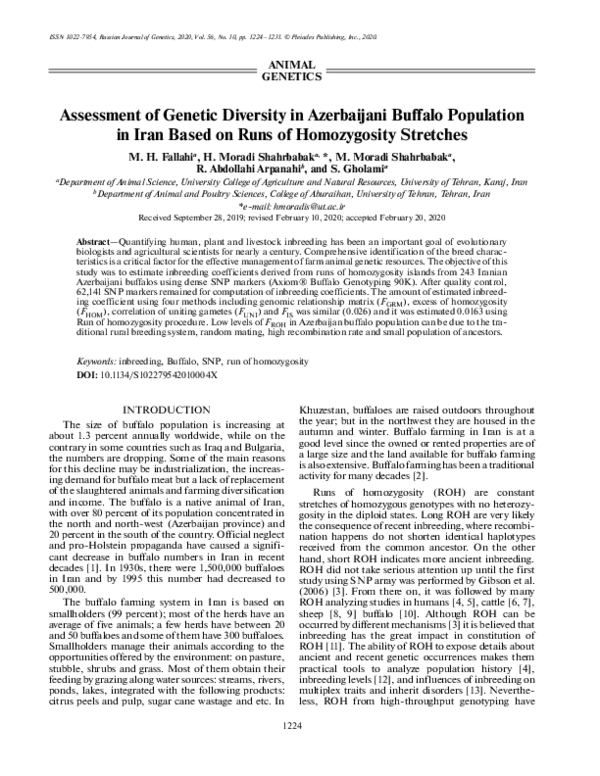 (PDF) Assessment of Genetic Diversity in Azerbaijani Buffalo Population ...