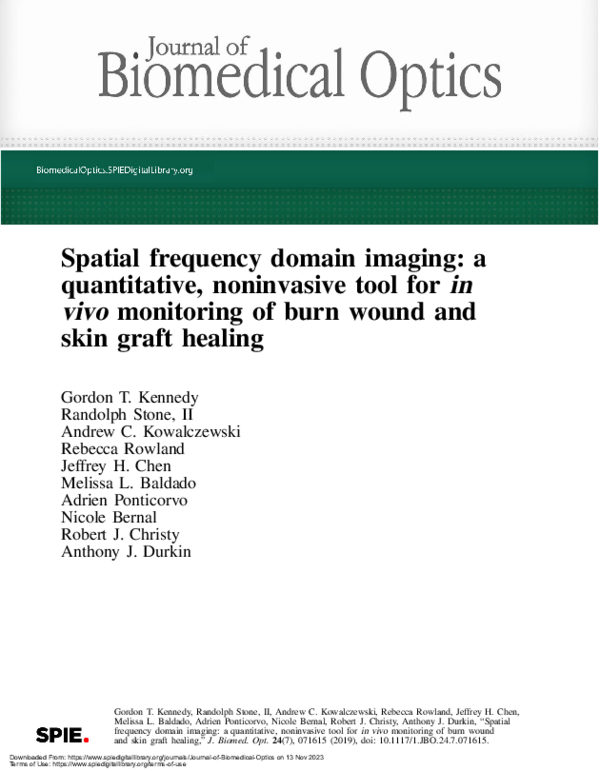 (PDF) Spatial frequency domain imaging: a quantitative, noninvasive ...