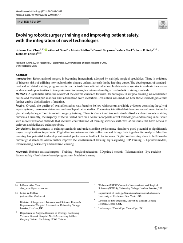 (PDF) Evolving robotic surgery training and improving patient safety ...