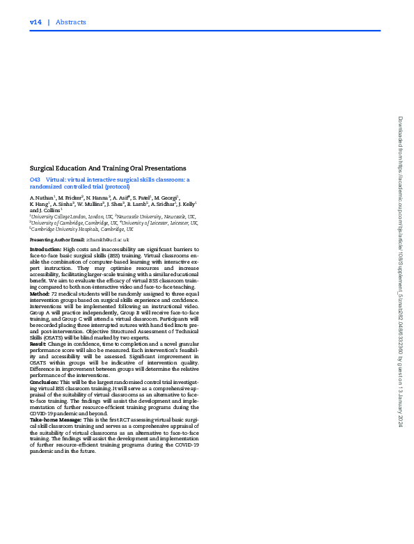 (PDF) O43 Virtual: virtual interactive surgical skills classroom: a ...