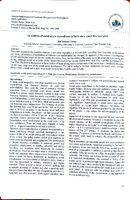 (PDF) An analysis of social sector expenditure in India since ninth ...