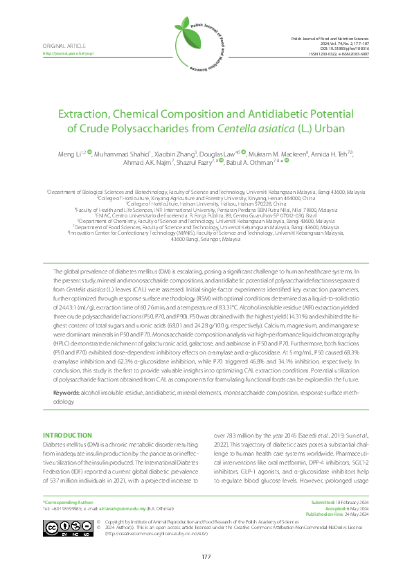 (PDF) Extraction, Chemical Composition and Antidiabetic Potential of ...