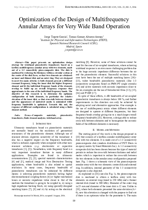 (PDF) Optimization of the Design of Multifrequency Annular Arrays for ...