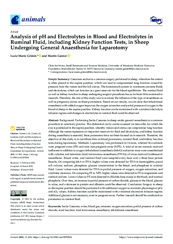 (PDF) Analysis of pH and Electrolytes in Blood and Electrolytes in ...