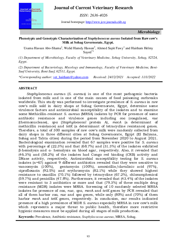 (PDF) Phenotypic and Genotypic Characterization of Staphylococcus ...