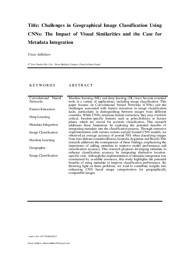 (PDF) Challenges in Geographical Image Classification Using CNNs: The ...