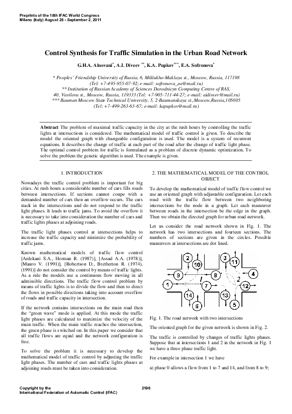 (PDF) Control Synthesis for Traffic Simulation in the Urban Road Network