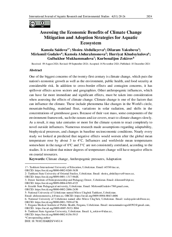 (PDF) Assessing the Economic Benefits of Climate Change Mitigation and ...
