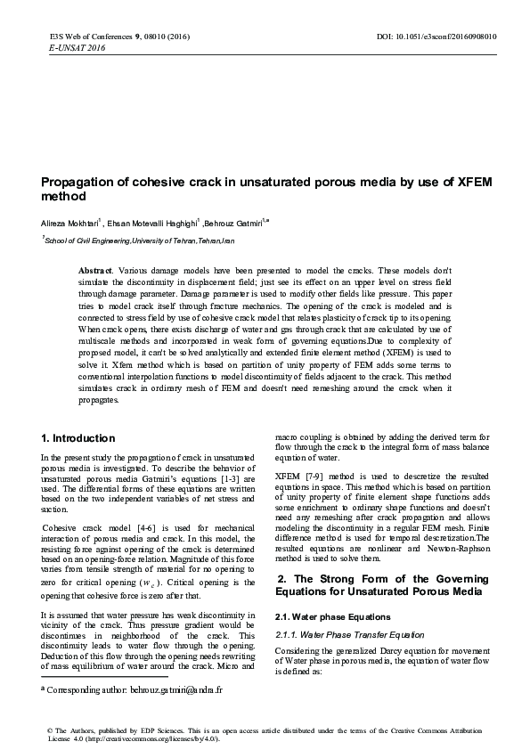 (PDF) Propagation of cohesive crack in unsaturated porous media by use ...