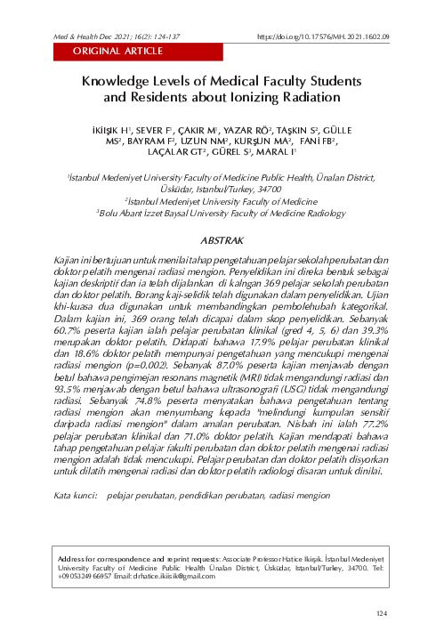 (PDF) Knowledge Levels of Medical Faculty Students and Residents about ...