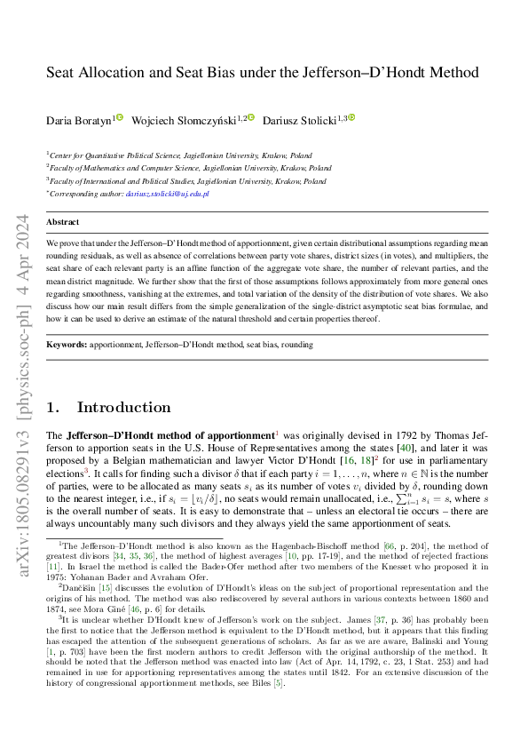 (PDF) Pot and ladle: seat allocation and seat bias under the Jefferson ...