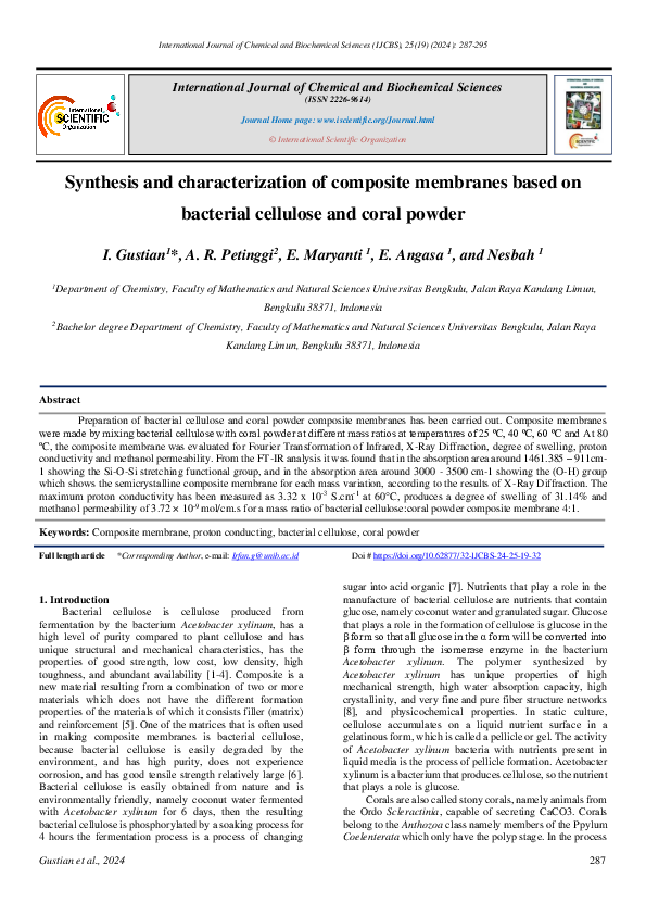 (PDF) Synthesis and characterization of composite membranes based on ...