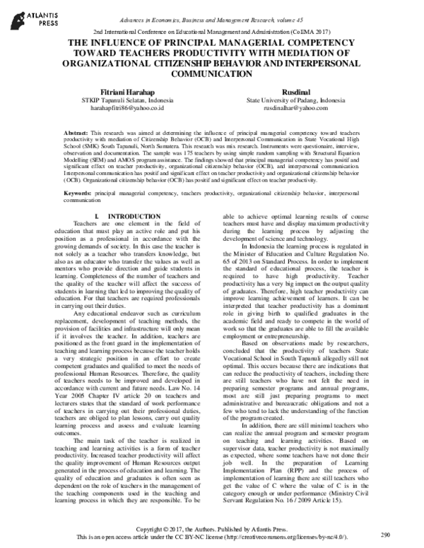 (PDF) The Influence of Principal Managerial Competency toward Teachers ...