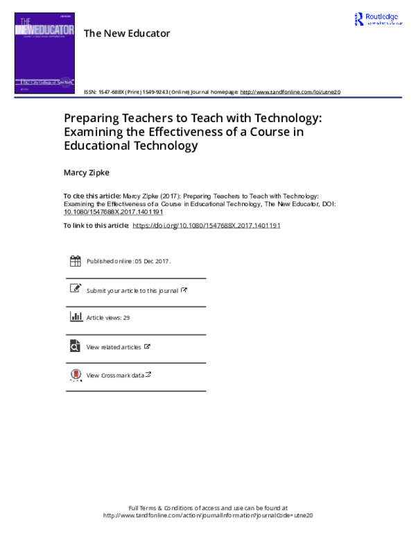 (PDF) Preparing Teachers to Teach with Technology: Examining the ...